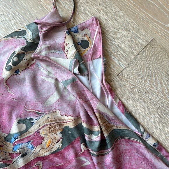 Urban Outfitters Trinity Cowl Neck Midi Dress Marble Pink SzL - Picture 9 of 15